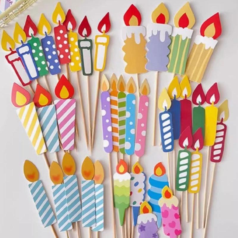 Colorful Macaron Cartoon Birthday Candle Decorations