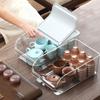 Dustproof Tea Set Storage Box Clamshell Design Clear Storage Container  Cabinet Organization