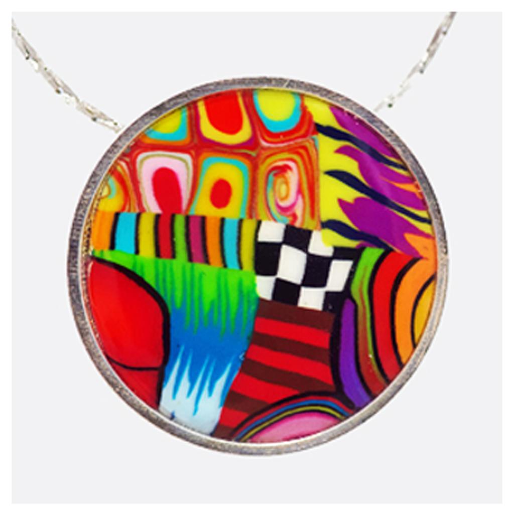 Les Trésors De Lily [R6488] - Håndlaget halskjede 'Colombine & Arlequin' flerfarget sølvfarget - 42 cm- 20 mm