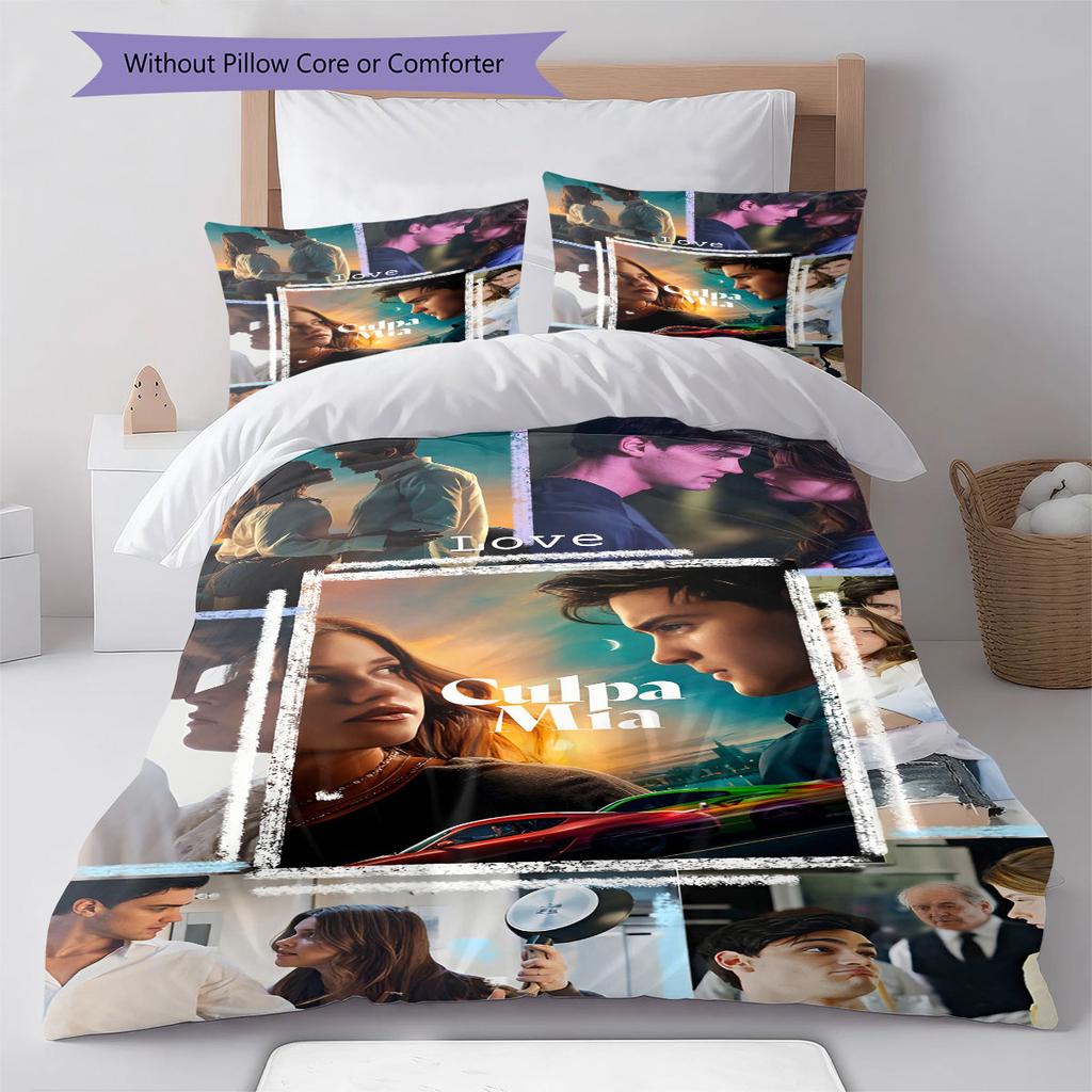 My Fault Pattern Bedding,Quilt Set Quilt Cover Pillowcase Home Birthday Gift(1 * Duvet Cover + 2 * Pillowcase, Without Core)