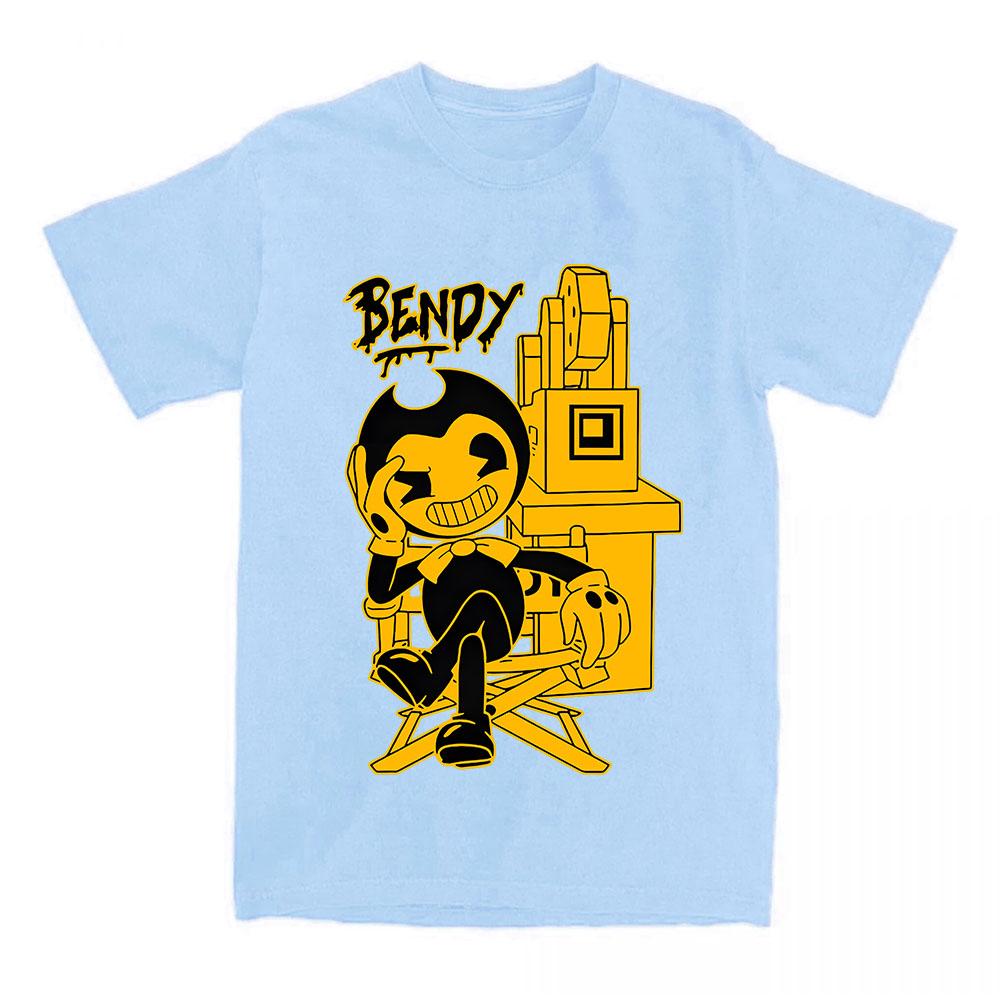 Bendy and The Ink Machine Spiel T-Shirts Baumwolle Kurzarm Rundhals Damen T-Shirt Locker Cartoon Grafikdruck T-Shirt Damen