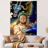 Roronoa Zoro One Piece with Blue Dragon Behind Sword Wall Tapestry Anime Decor for Bedroom Game Room Gift for Fans