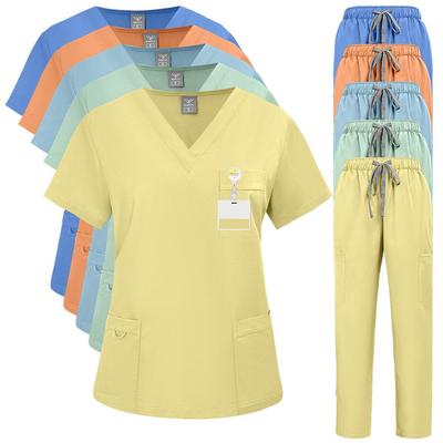 Set Pigiama da Lavoro Estivo Monocolore Unisex per Medici e Infermieri