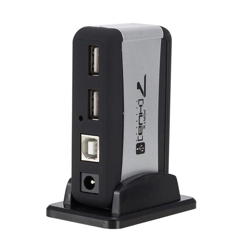 Usb 7-Port Hub Powered With Ac Adapter Cable High-Speed Eu/Us Plug For Pc Laptop