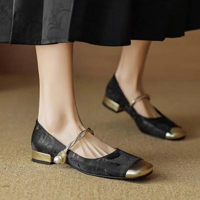Zapatos de Moda Femenina 2024 Moda Punta Cuadrada Zapatos de Salón para Mujer Otoño Escotado Colores Mixtos Casual para Exterior Tacones Gruesos Zapatos de Oficina para Señoras