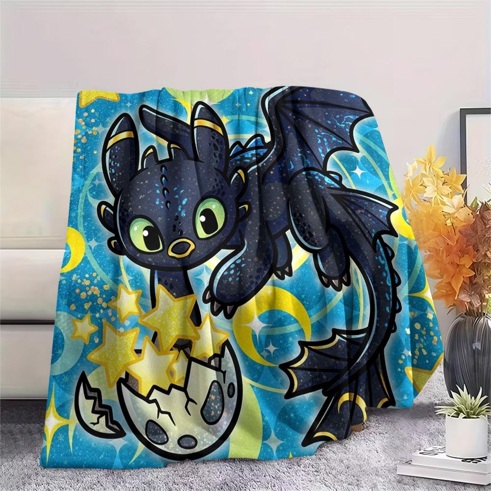Toothless Night Fury Print Flannel Blanket, Ultra Soft High Quality All Seasons Warm Throw, Home Decor Cozy Blanket, Perfect Christmas Gift