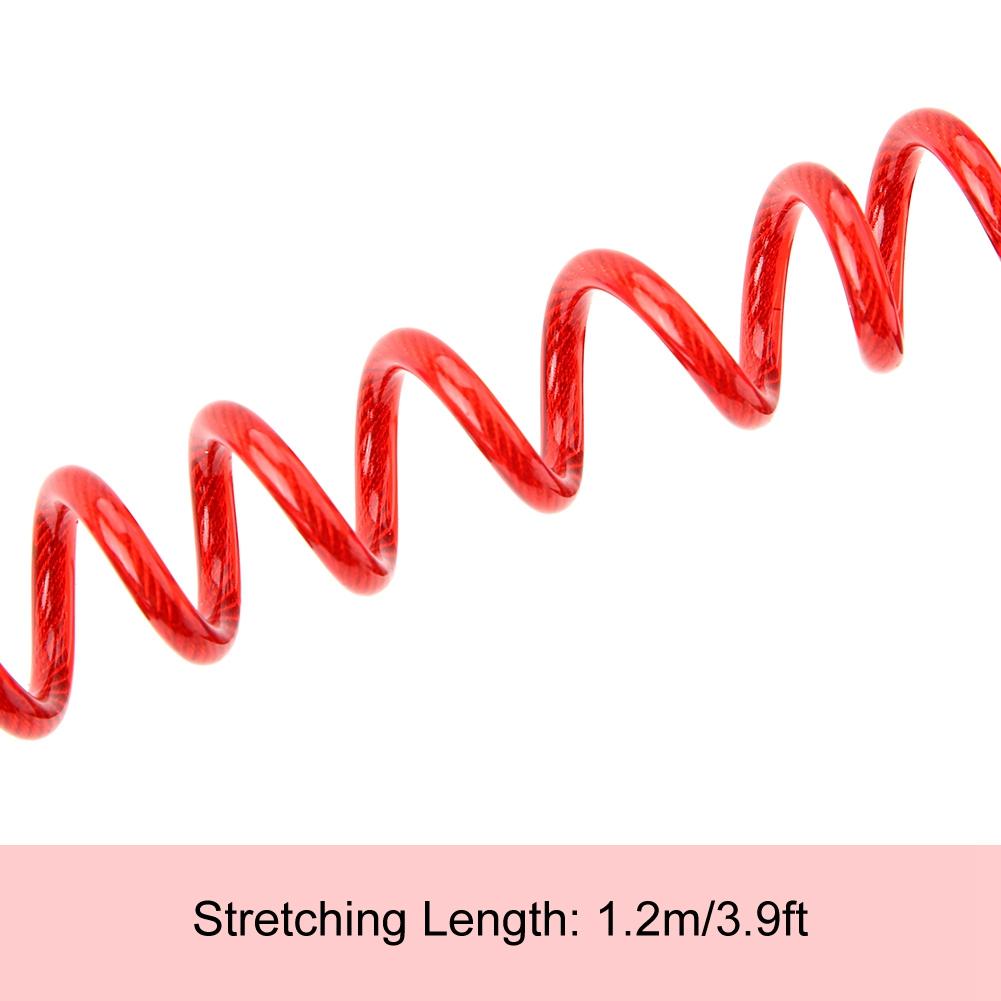 Tyverisikring Stålvaierlås Sikkerhet Fjær Påminnelsesvaierlås for Sykkel Motorsykkel(rød)