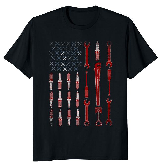 Mechanic USA Flag Tools Classic T-Shirt M