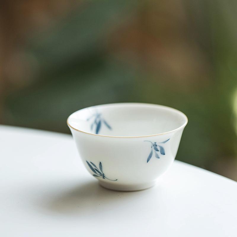 Pure hand-painted Phalaenopsis Ercai cover bowl retro underglaze color household ceramic Kung Fu tea set tea bowl teapot teacup