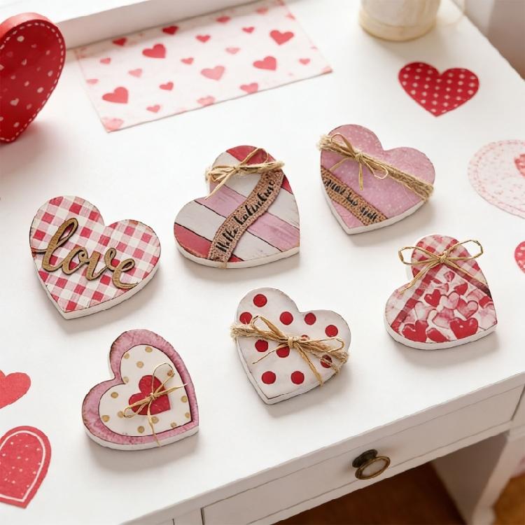 6 Purpose Valentines Desktop Ornaments Heart Shaped for Party and Wedding Decorations