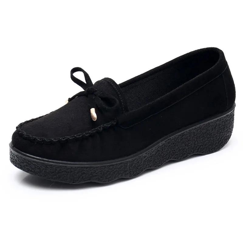 Fashion Sapatos Femininas Women Fashion Round Toe Wine Red Height Increased Anti Skid Shoes Lady Cool Black Comfort Work Loafers Ea233