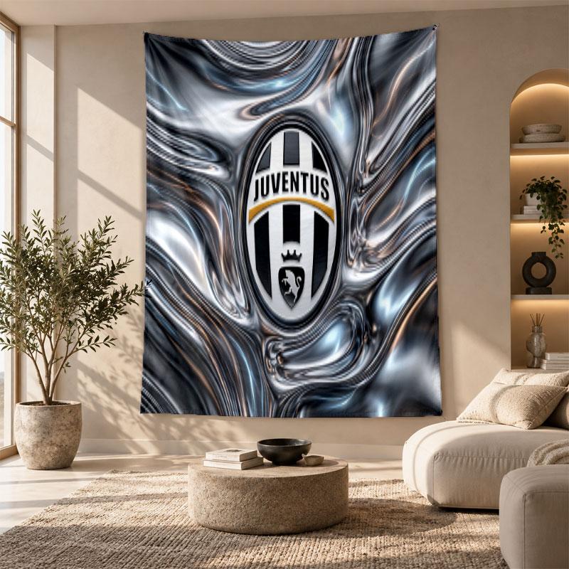 Arazzo Decorativo, Arte da Parete Stampato Juventus FC, Appeso da Parete Leggero per Sfondo Camera da Letto