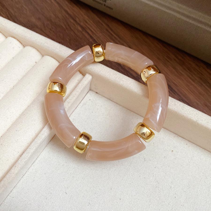 Neue gespleißte Bambusrohr Acryl Runde Armreifen für Damen Herren Mode Smuding Geometrische Armbänder Elastischer Armreif Partner Schmuck X