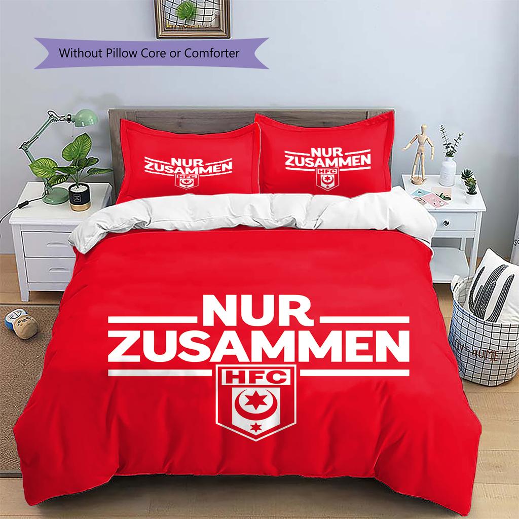 Pościel z wzorem Hallescher FC, Zestaw kołdry Poszewka na kołdrę Poszewka na poduszkę Domowy Prezent Urodzinowy (1 * poszwa na kołdrę + 2 * poszewki na poduszki, bez rdzenia)
