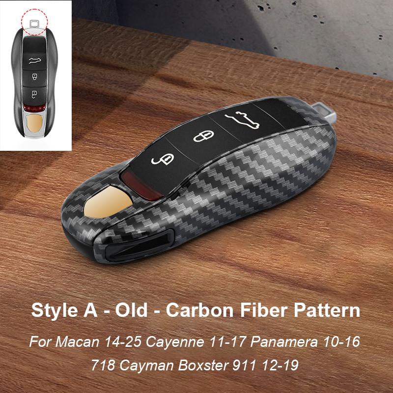 Solid Color ABS For Porsche Panamera Macan 718 Taycan 911 Cayman Boxster 971 Remote Smart Car Key Case Cover Car Accessories