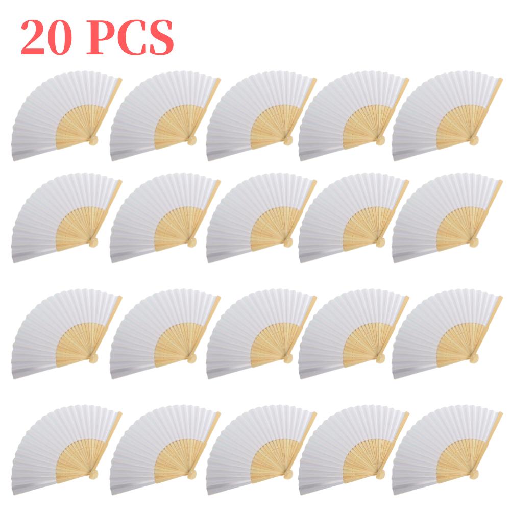 Blank White DIY Paper Decorative Fans Hand Practice Hand Held Fan Portable Hand-painted Elegant Creative for Dance Cosplay Props