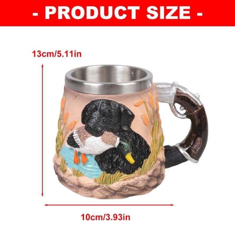 Large Capacity Resin Mug Hunting Scene Drinking Cup with Handle Great For Coffee And Hot Chocolate