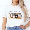Halloween Dog Fashion T Shirt Tops Women Harajuku Graphic Tees Shirt Femme Corgi Dogs Halloween Women's T-shirt Clothes Tops