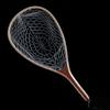 MUQZI Sports Accessory Wooden Handle Rubber/Nylon Mesh Fly Fishing Landing Net Catch Release Scoop