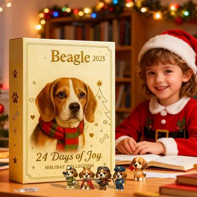2025 Christmas Advent 2D Dog Ornaments Home Decor Cute Animal Countdown Calendar Christmas Decor for Kids Adults Wall Mantel