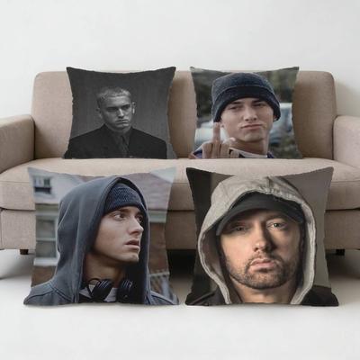 Poszewka na poduszkę Raper Piosenkarz E-Eminem Poszewka przeciw roztoczom Niewidoczny zamek Jedwabisty krótki plusz Pokrowiec na poduszkę do sofy