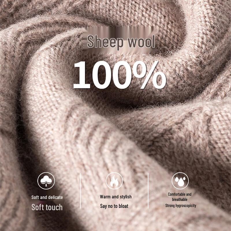 Hengyuanxiang Men's 100% Pure Wool Round Neck Sweater