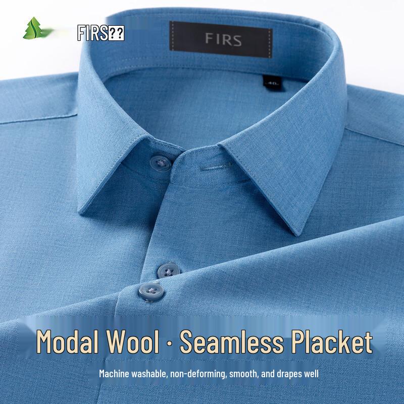 FIRS Men s Modal Wool Blend Long Sleeve Business Casual Shirt 42