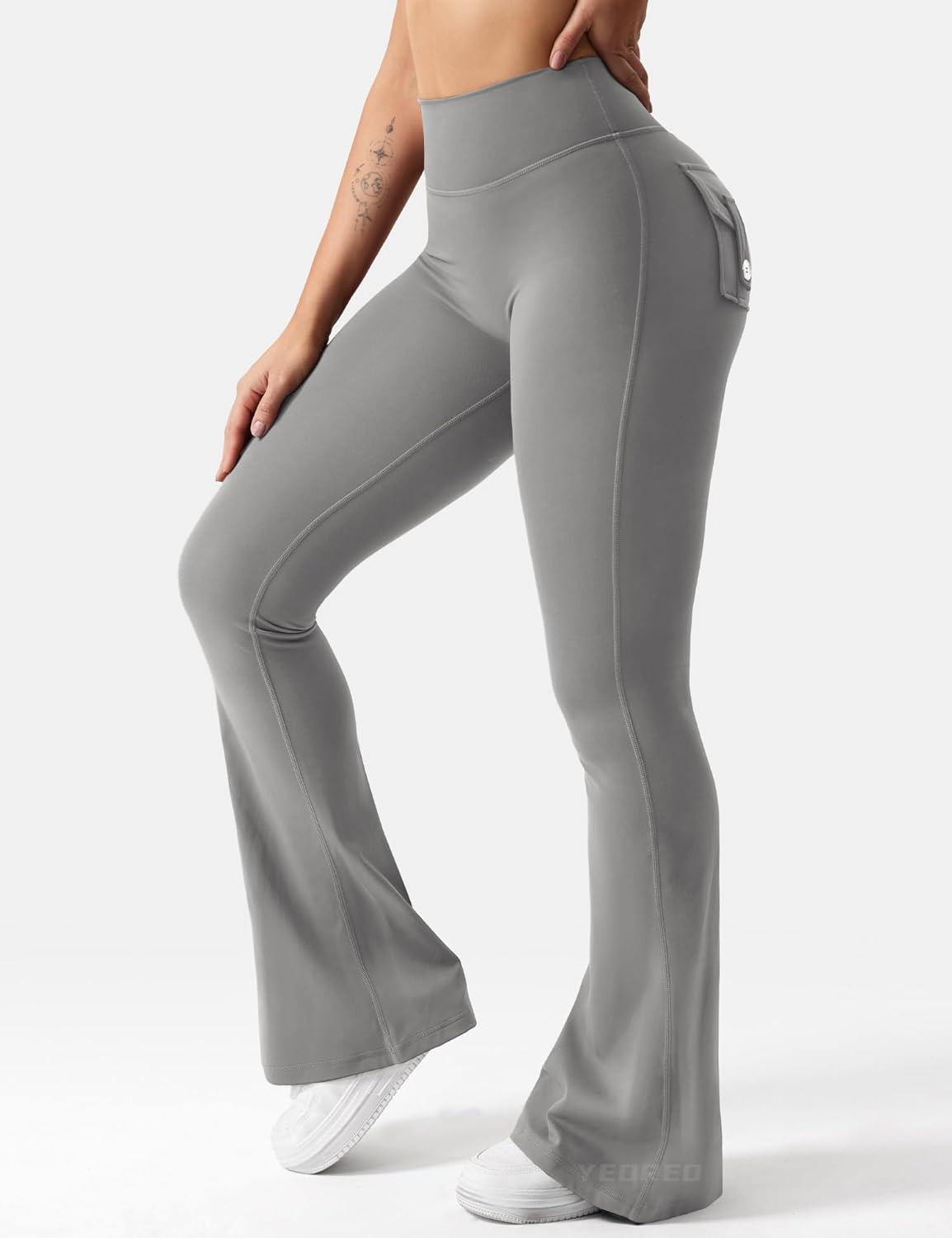 

Women s High Waist Elastic Pocket Fitness Pants - European & American Yoga, Running, Workout Lift Pants Large