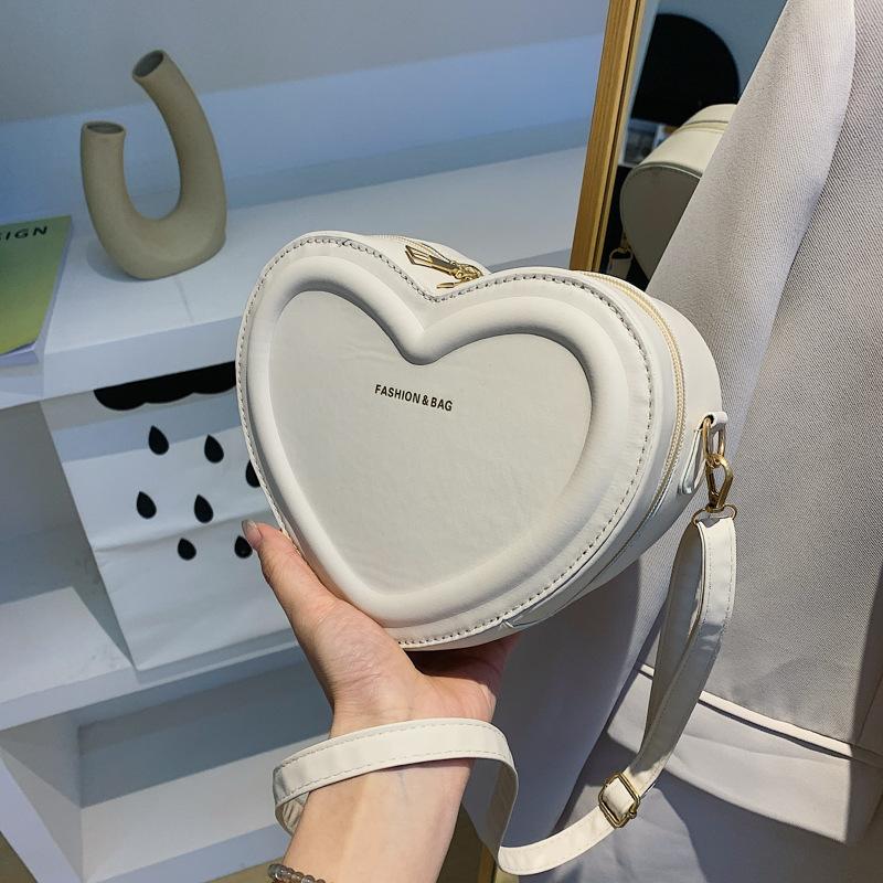 Heart Shape Crossbody Bags For Women Solid Pu Leather Shoulder Bags Fashi Handbags