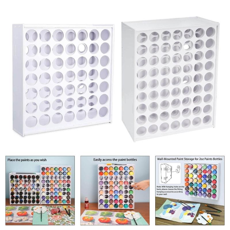 Vertical Paint Bottle Holder Practical Paint Rack 49/63 Hole Organizers for Craft Paint Bottles Space Saving