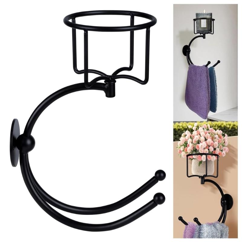 Rustics Inspire Towel Rack With Integrated Candle Holder for Farmhouses or Bohemians Home Decoration