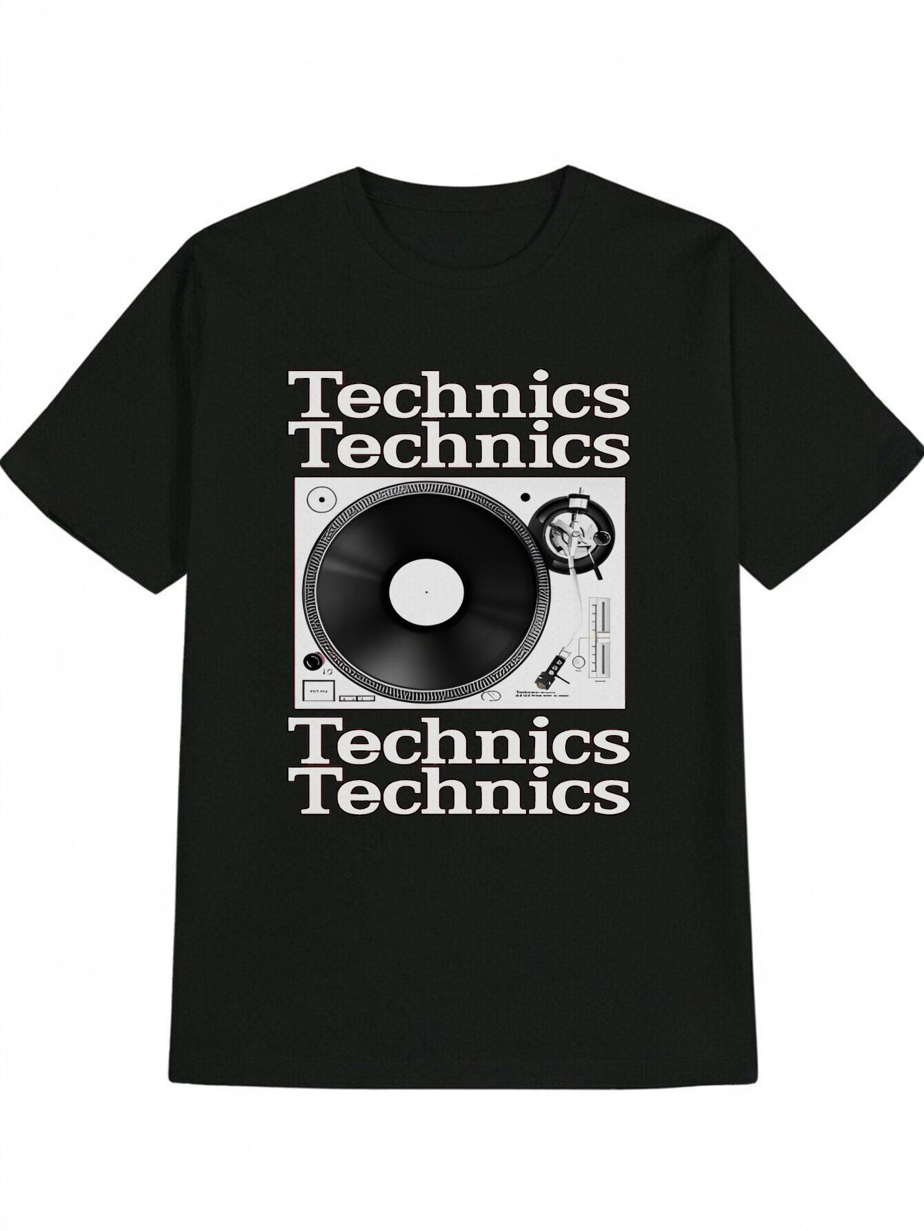 

Men s Casual Versatile Crewneck T-Shirt, Vinyl Record Player Turntable Print Men s Top, Gift for Men 5XL різнокольоровий