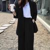 Korean Style 2025 Loose Casual Padded Shoulder Suit Jacket - Multiple Colors