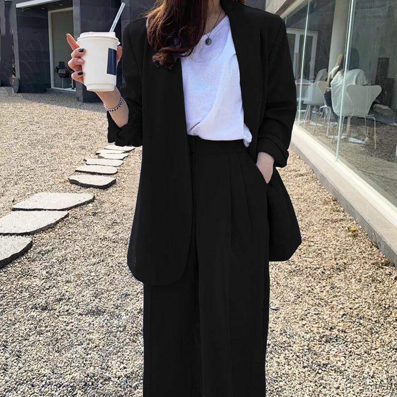 Korean Style 2025 Loose Casual Padded Shoulder Suit Jacket - Multiple Colors