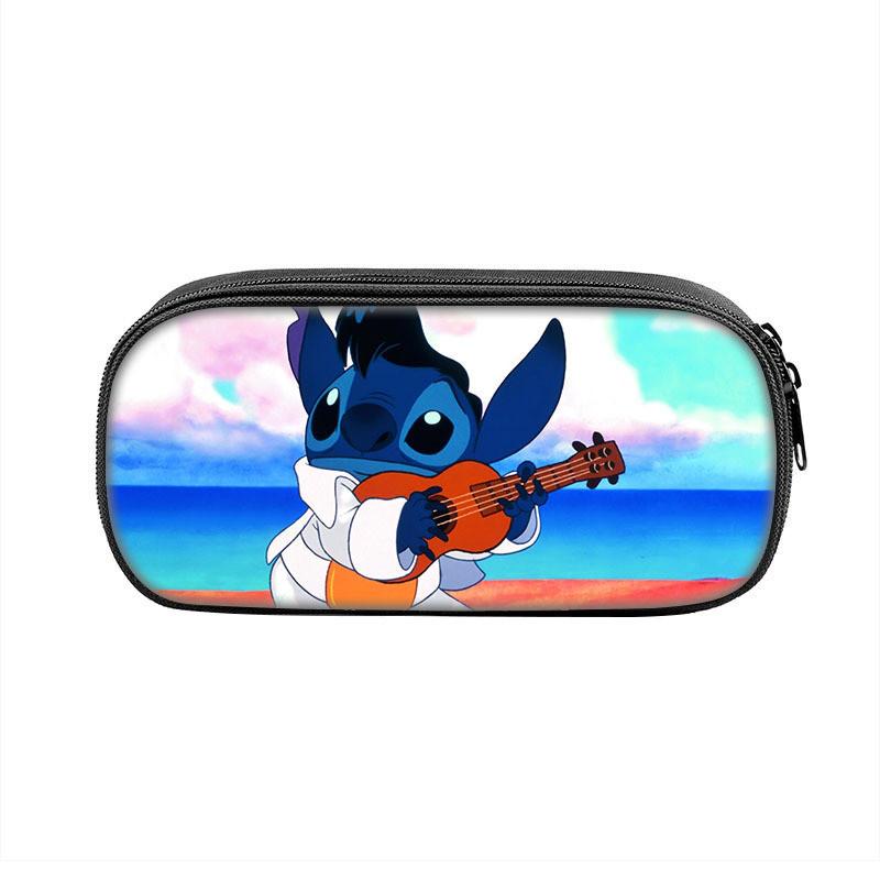 Stitched Design Pencil Case For Kids With Double Zipper And Polyester Material
