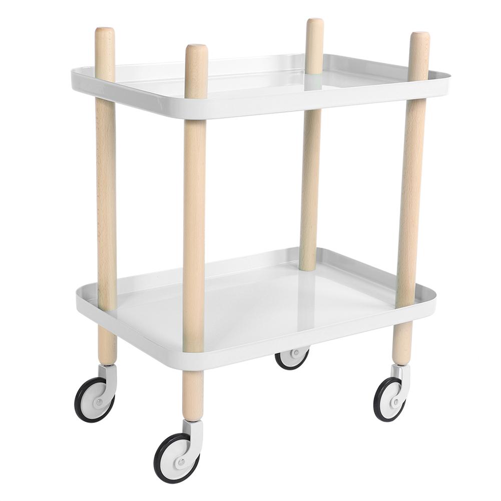 Double Layers Rolling Storage Cart Multi Use Movable Organizer Rack for Home Restaurant(White)
