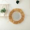 Woven Cotton Rope Mirror Wall Boho Raffia Makeup Mirror Dressing Hanging Mirrors Living Room Bathroom Decoration 55KF