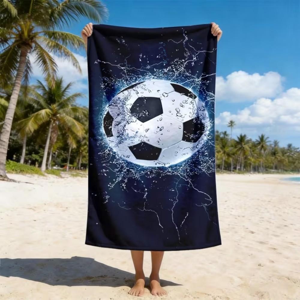 Quick Dry Microfiber Beach Towel Sand Free, Football Print Large Bath Towel, Lightweight Absorbent Pool Swim Yoga Gym Towels