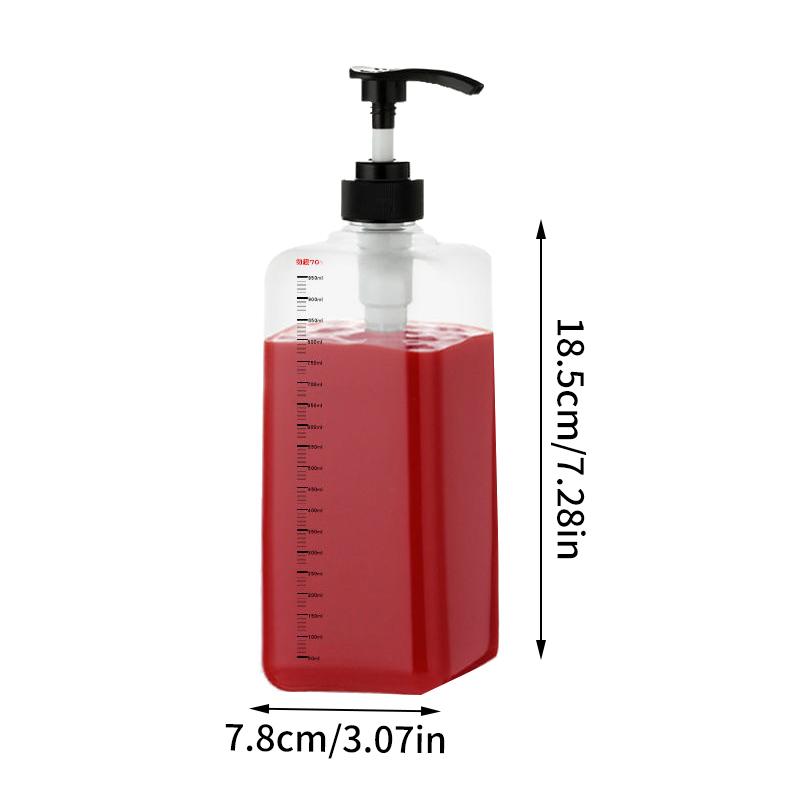 1Pc 1000Ml Hand Pressed Sugar Bottle Liquid Dispenser With Scale Coffee Syrup Bee Drip Bottle With Pump Nozzle Head Jarcontainer