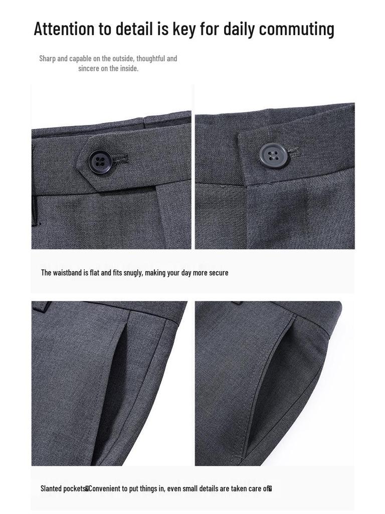 Non-Iron Professional Slim Straight Leg Grey Suit Pants for Men & Women – Ideal Formal Workwear for Commuting