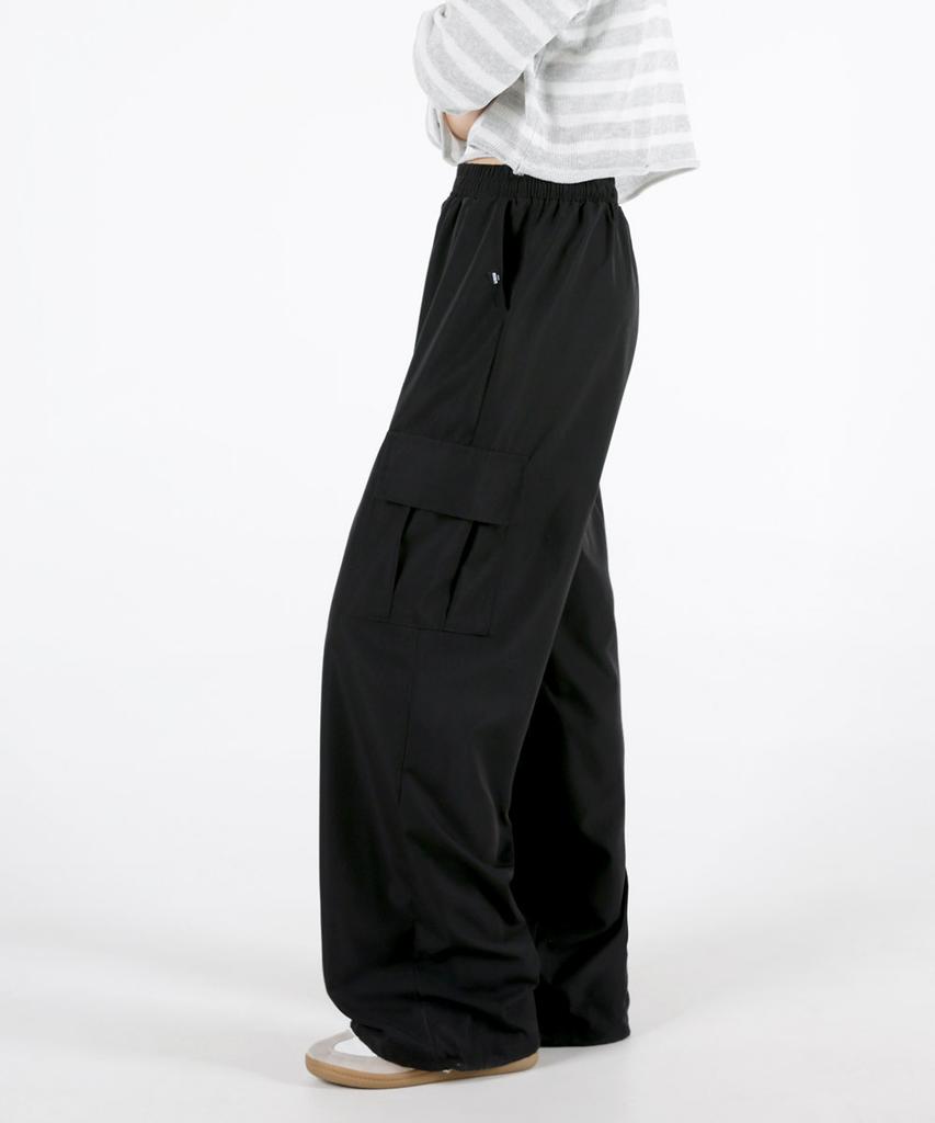 UMM Women'S Rustling Wide Cargo Elastic Waist Pants Adjustable Hem 3 Colors