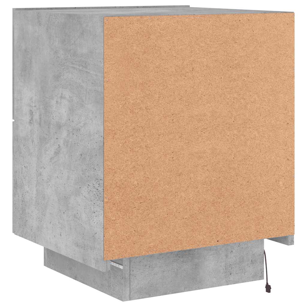 Nightstand with LED Lights Concrete Grey Particleboard