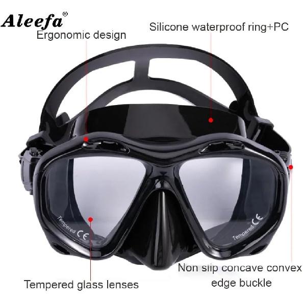 +2.0 to +5.0 Hyperopia Diving Mask Farsighted with Tempered Glass Lenses, Gear for Men Women