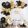 Black White Balloons Arch Metal Gold Confetti Latex Ballon Garland Kit New Year Baby Shower Wedding Graduation Decoration Globos