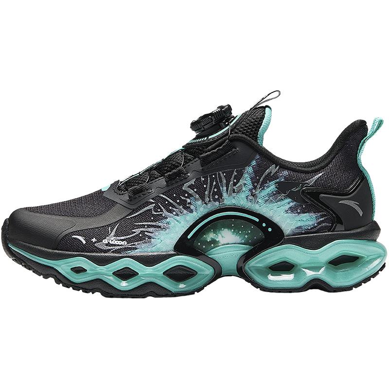 Anta Kids Energy Ring 10.0 Trendy Cool Non-Slip Durable Low-Top Running Shoes Men running shoes Black Fluorescent-Water-Green 312445588-5