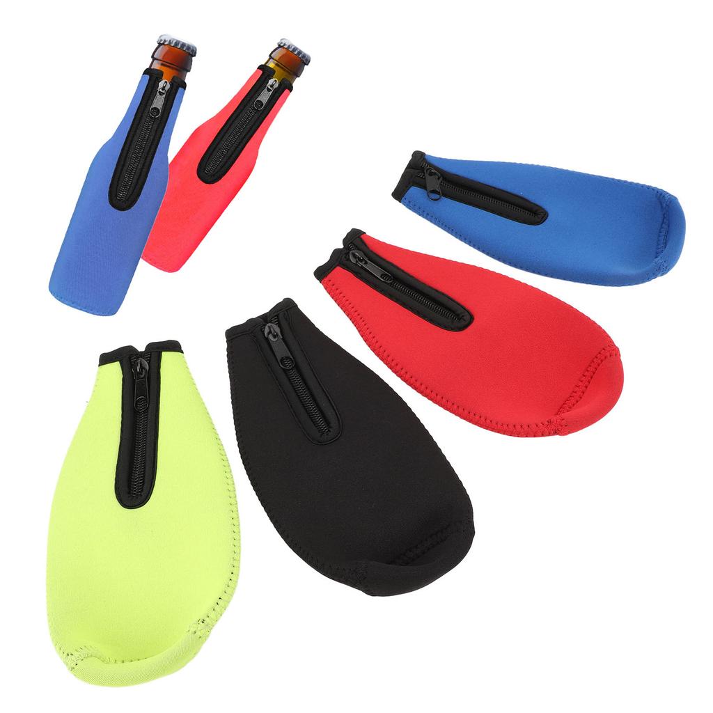 4pcs Beer Bottle Insulator Sleeve Insulation Zip Up Bottle Jacket Thick Beer Bottle Cooler Cover For