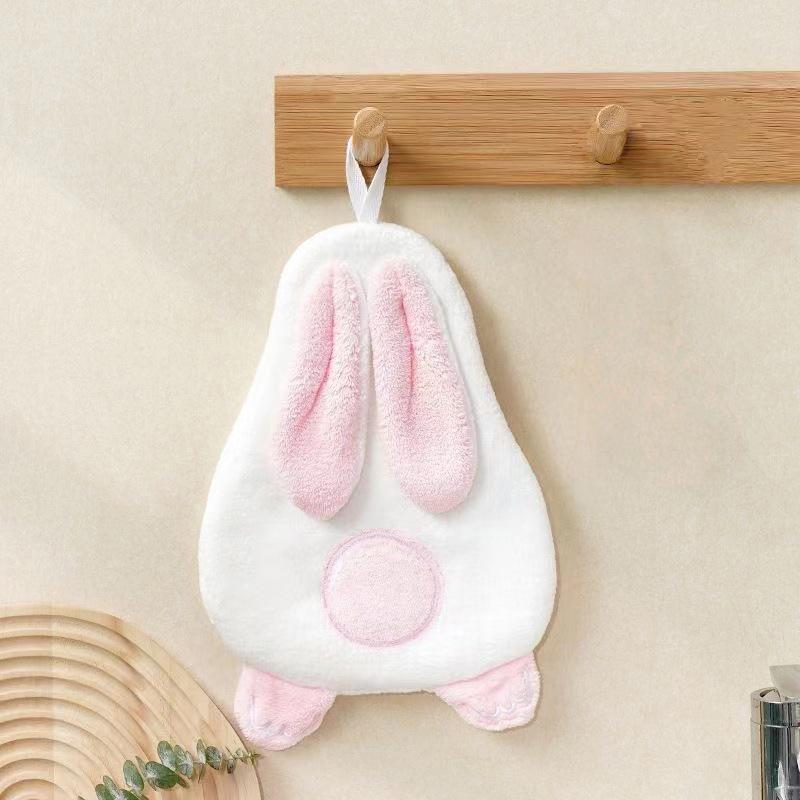 

1 шт. Супервпитывающее Подарок Кролик Полотенце для рук Милый Коралловый Пасхальный Декор Дизайн Кролика Ванная Ультрамягкое Дом Мультяшный 18x27cm белый