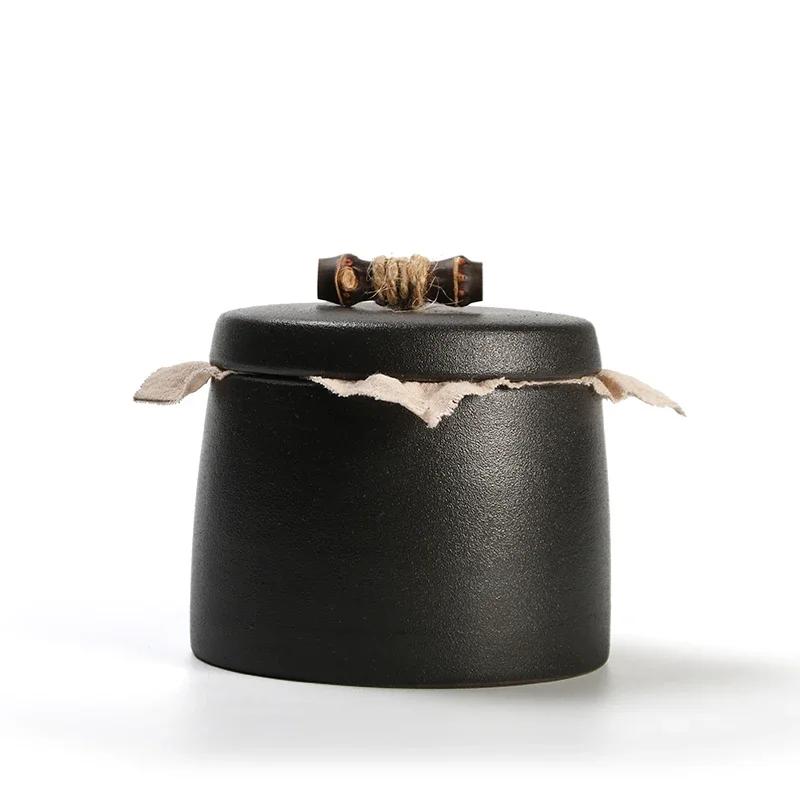 Keramik Feuchtigkeitsdichter Versiegelter Behälter Teebehälter Organizer Heimaufbewahrungsbehälter Retro Schwarz Keramik Feuchtigkeitsdichte Versiegelte Dose Teedose