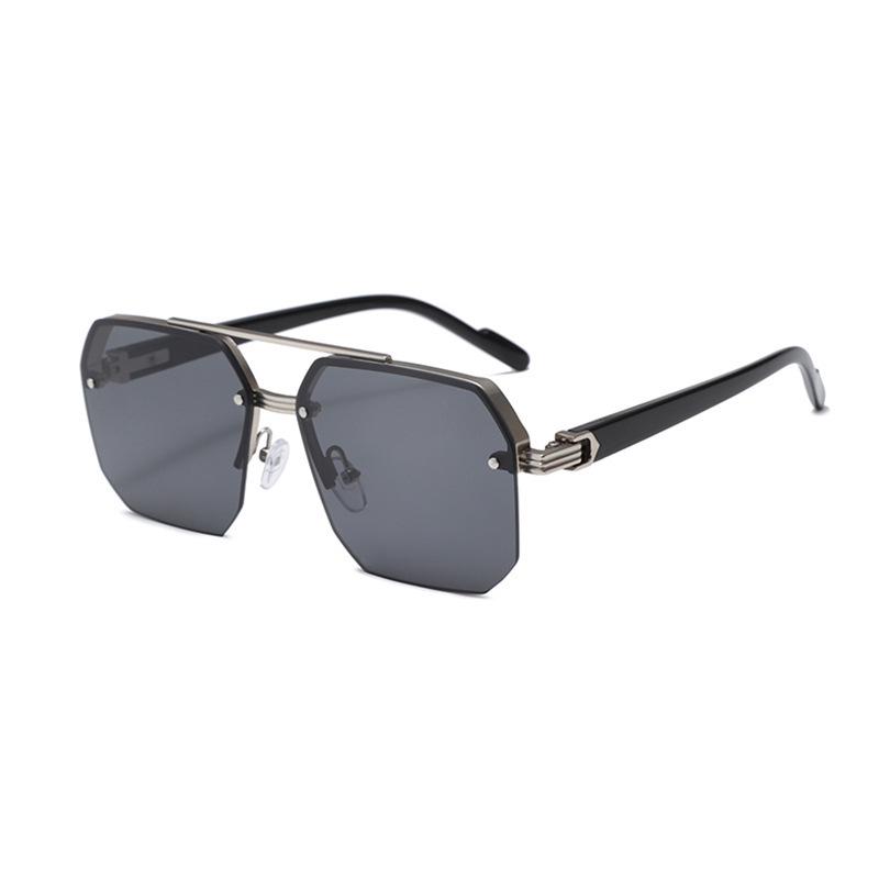 Trendy European and American Style Unisex Large Frame Double Bridge Half Frame Sunglasses