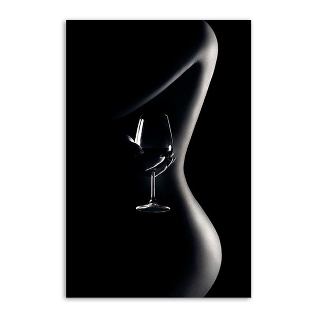 Modern Nude Art Poster Sexy Suit Women Canvas Painting Black and White Body Art Wall Pictures for Living Room Home Decor Mural